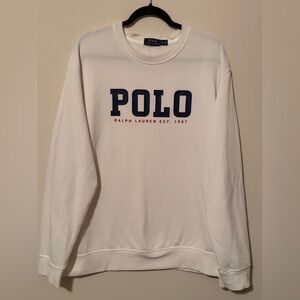 Polo Ralph Lauren White Logo Crewneck Sweatshirt XL | Oversized Classic